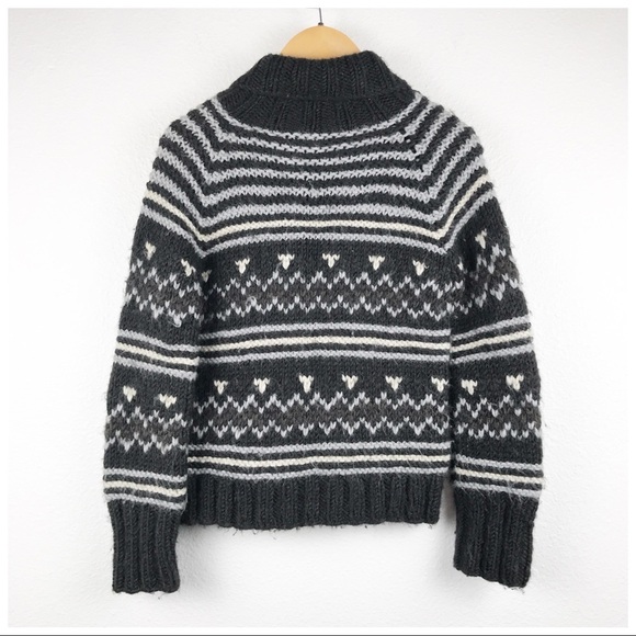 Bonpoint Gray Printed Chunky Knit Cardigan Size 6 - Picture 2 of 8